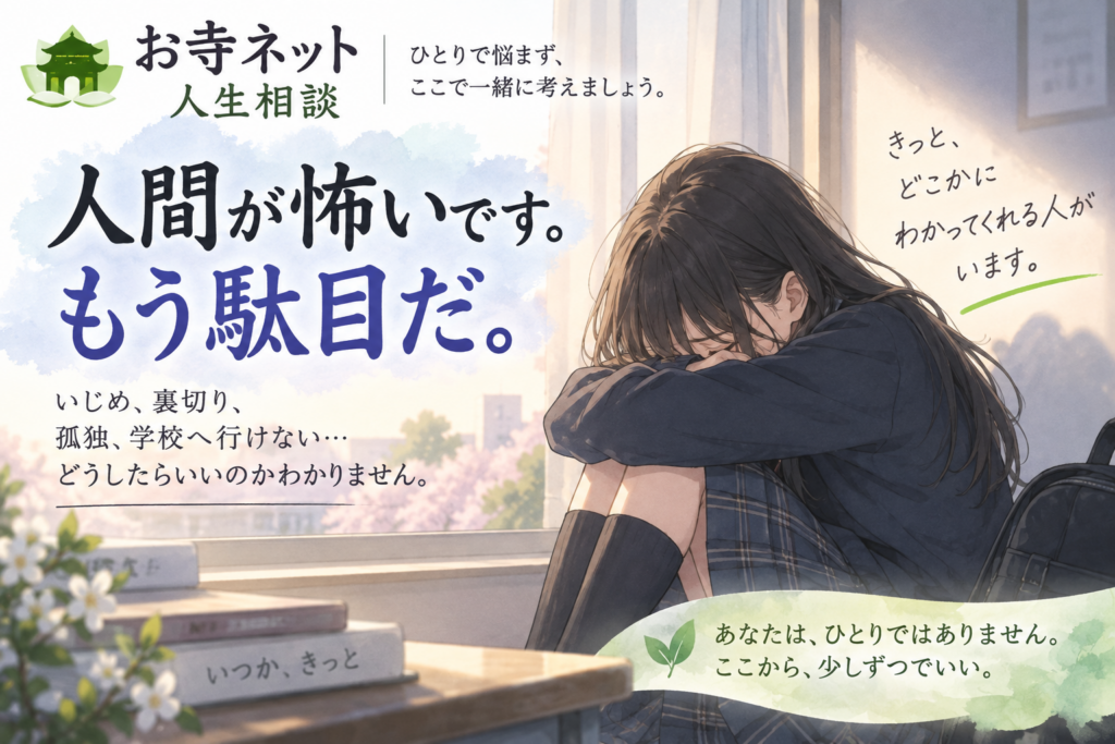 人間が怖い・誰も信用できない｜いじめや不登校に苦しむ高校生へ｜お寺ネット人生相談