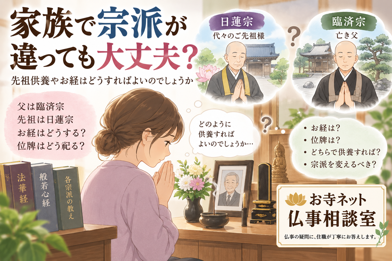 家族で宗派が違っても大丈夫?先祖供養やお経はどうする?住職が回答