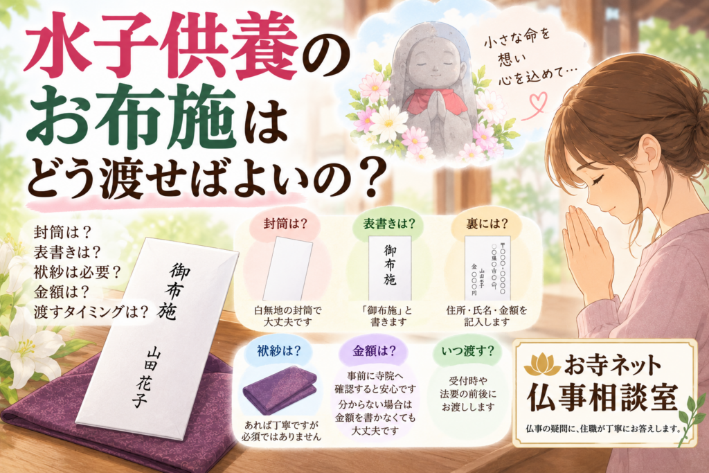 水子供養のお布施はどう渡す？封筒・表書き・袱紗・金額を住職が解説