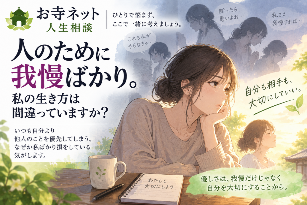 人のために我慢ばかりして自分だけ損をしていると悩む方へのお寺ネット人生相談