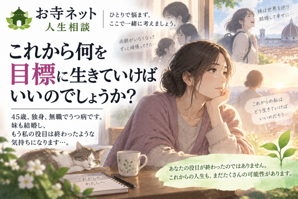 これから何を目標に生きればいいのか悩む45歳女性へのお寺ネット人生相談