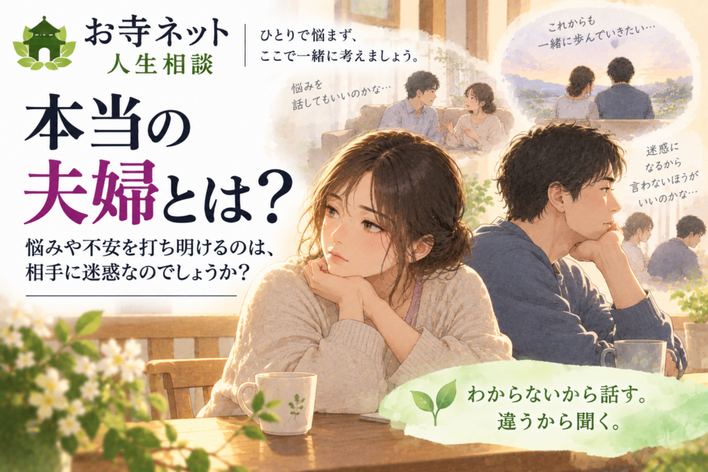 本当の夫婦とは何か、悩みや不安を打ち明けることについて考えるお寺ネット人生相談