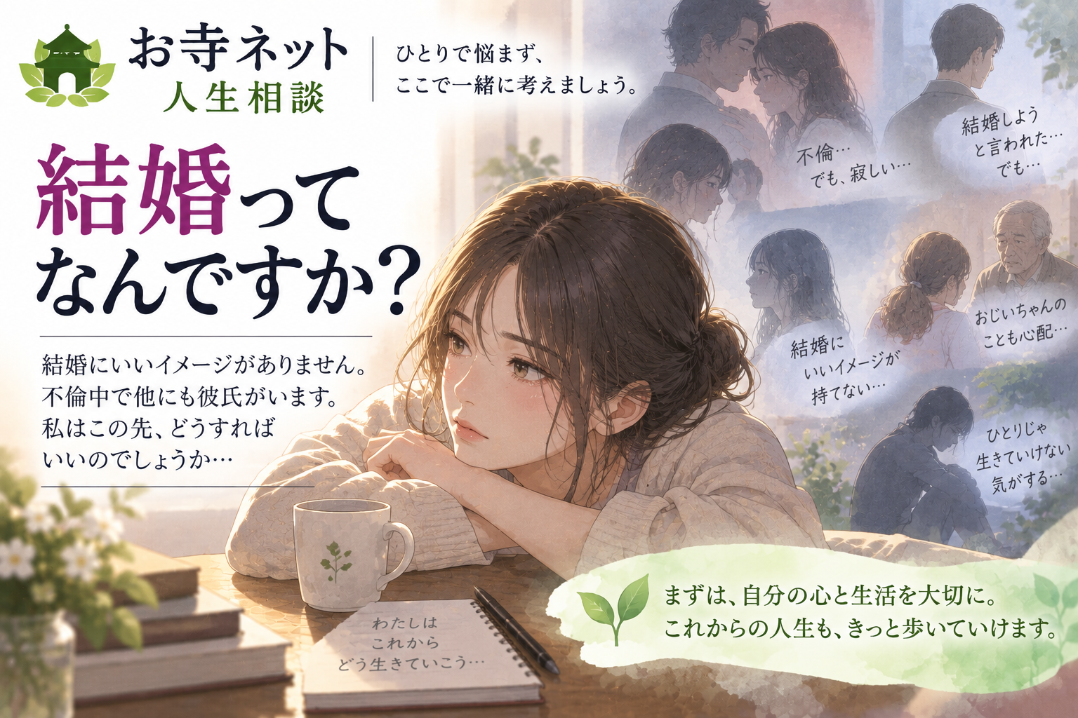 結婚にいいイメージが持てず恋愛や孤独に悩む方へのお寺ネット人生相談